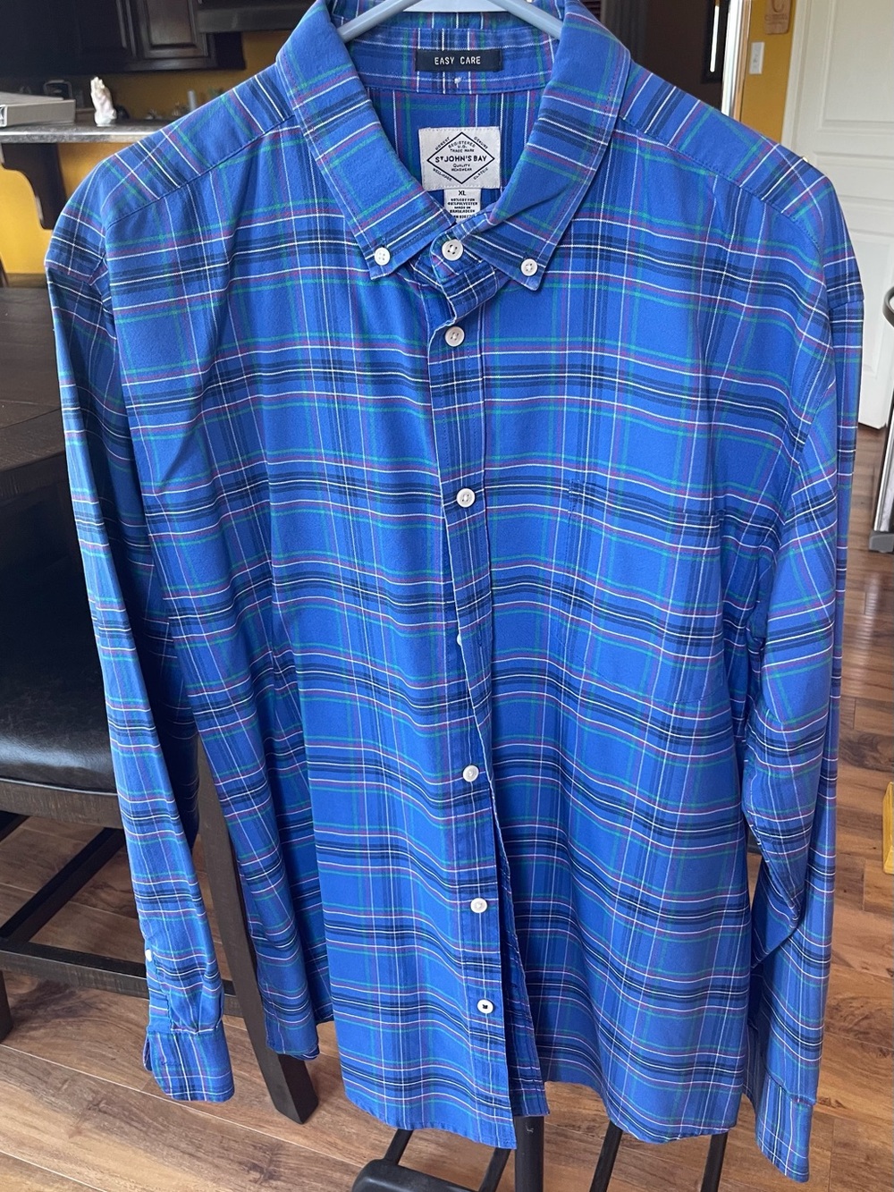 St. John's Bay Blue Plaid Button-Down Shirt - Men's Size XL